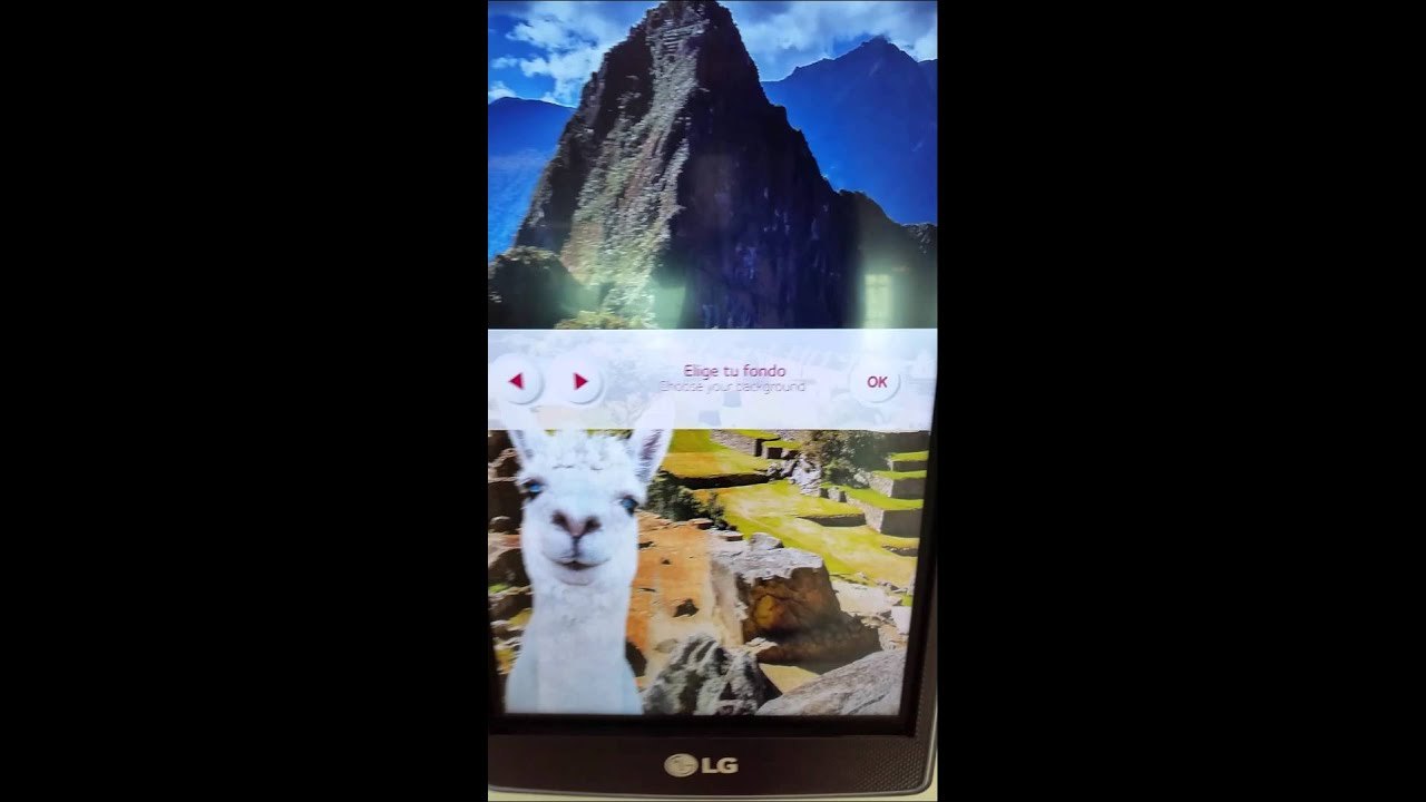 Selfie con cambio de fondo y una llama en Machu Picchu, aplicativo de Touch Data para LG
